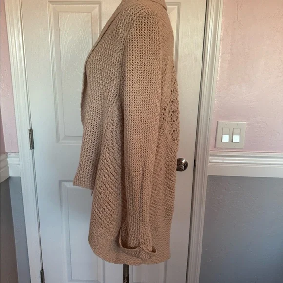 Women CAbi Teachers Pet Lightweight Linen Open Front Draped Knit Cardigan Size L - Picture 6 of 16